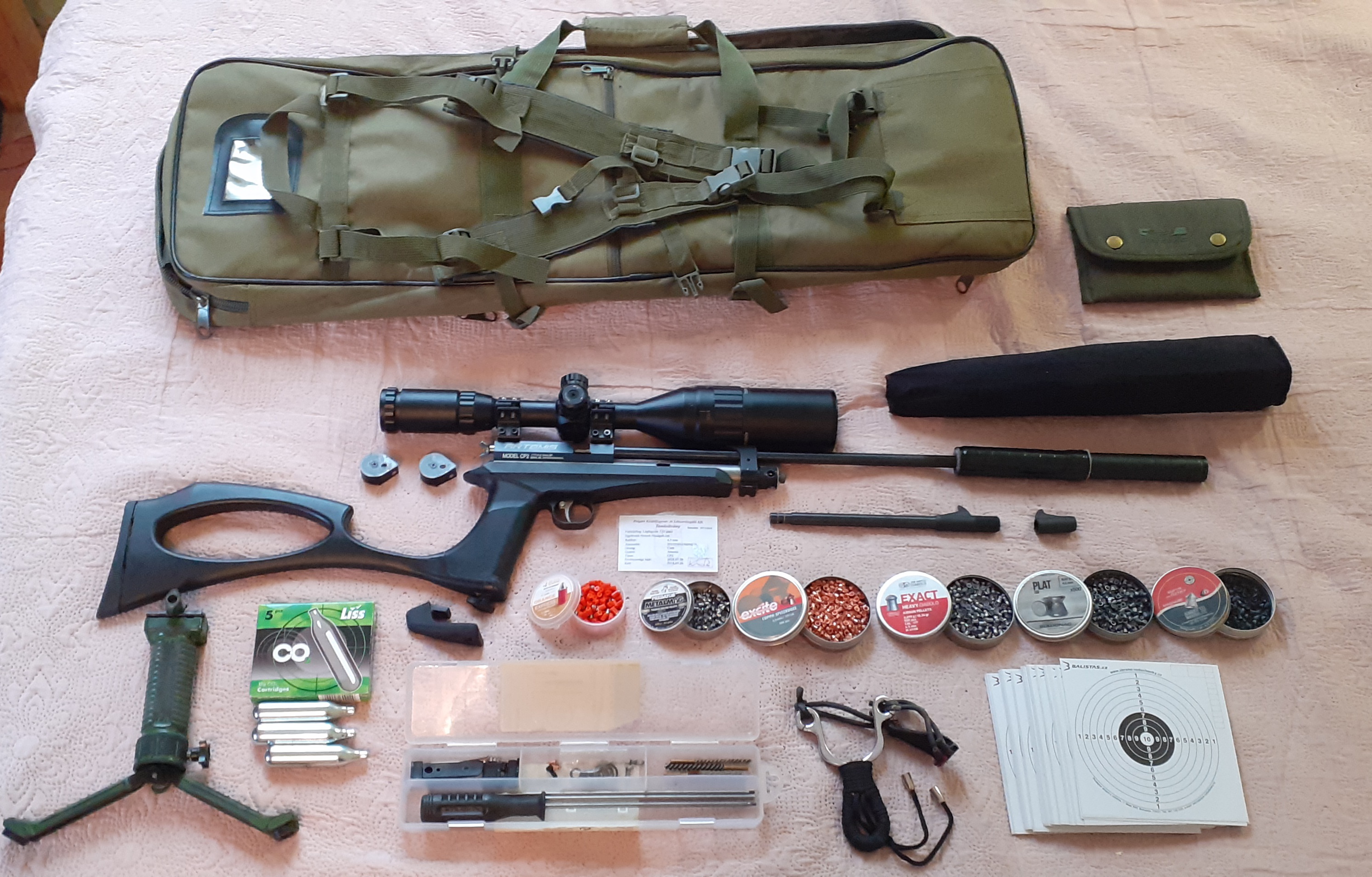 Légpuska, pontos és csendes Artemis Cp2, távcsővel Sniper 3-9x50